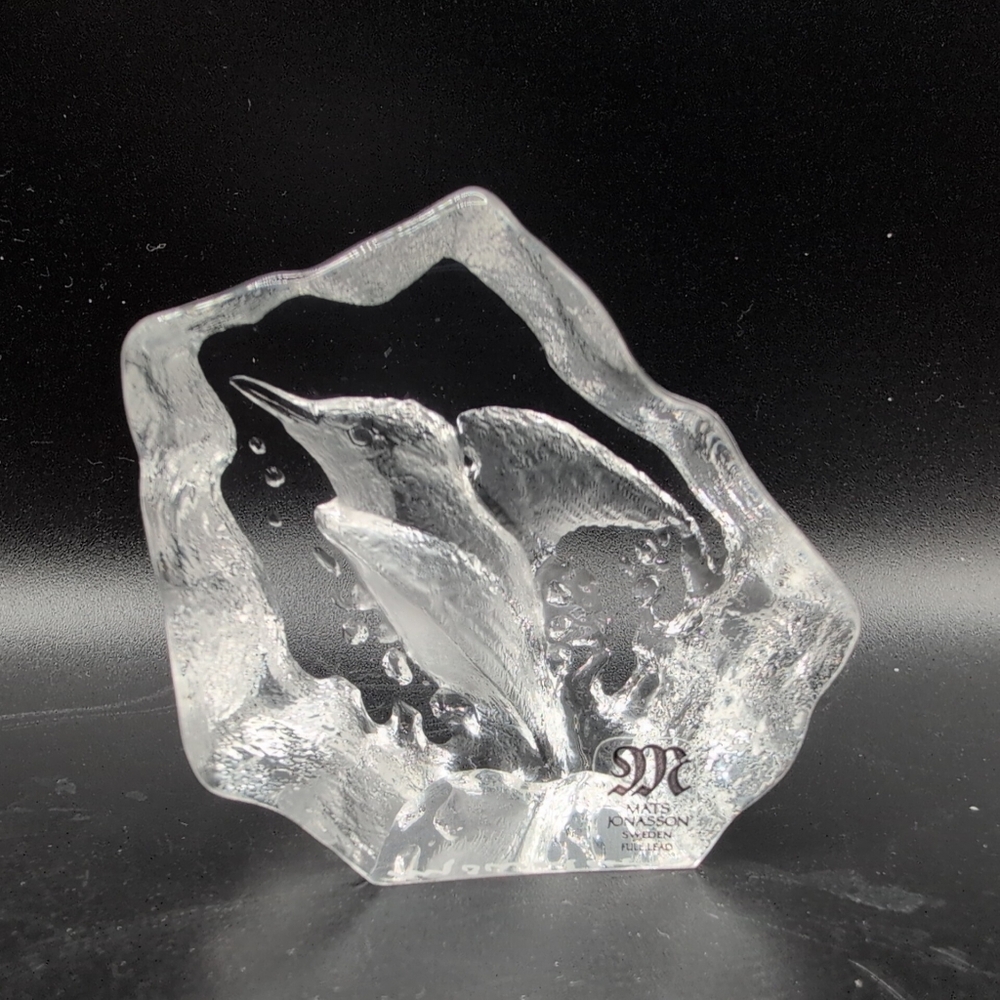 Mats Jonasson 88121 Full Lead Crystal Kingfisher Figurine 2.5x1.5 inch EUC
